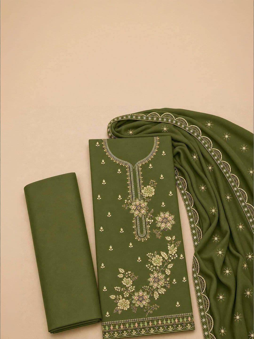 BHAIRAV TEX Embroidered Unstitched Dress Material thumbnail 5