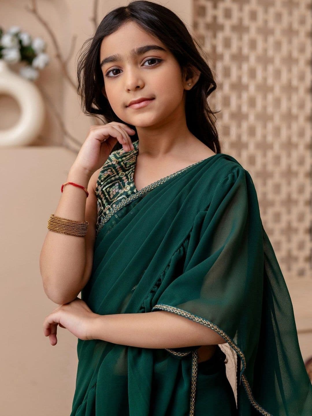 YK Girls Embellished Sequinned Ready to Wear Lehenga & thumbnail 5