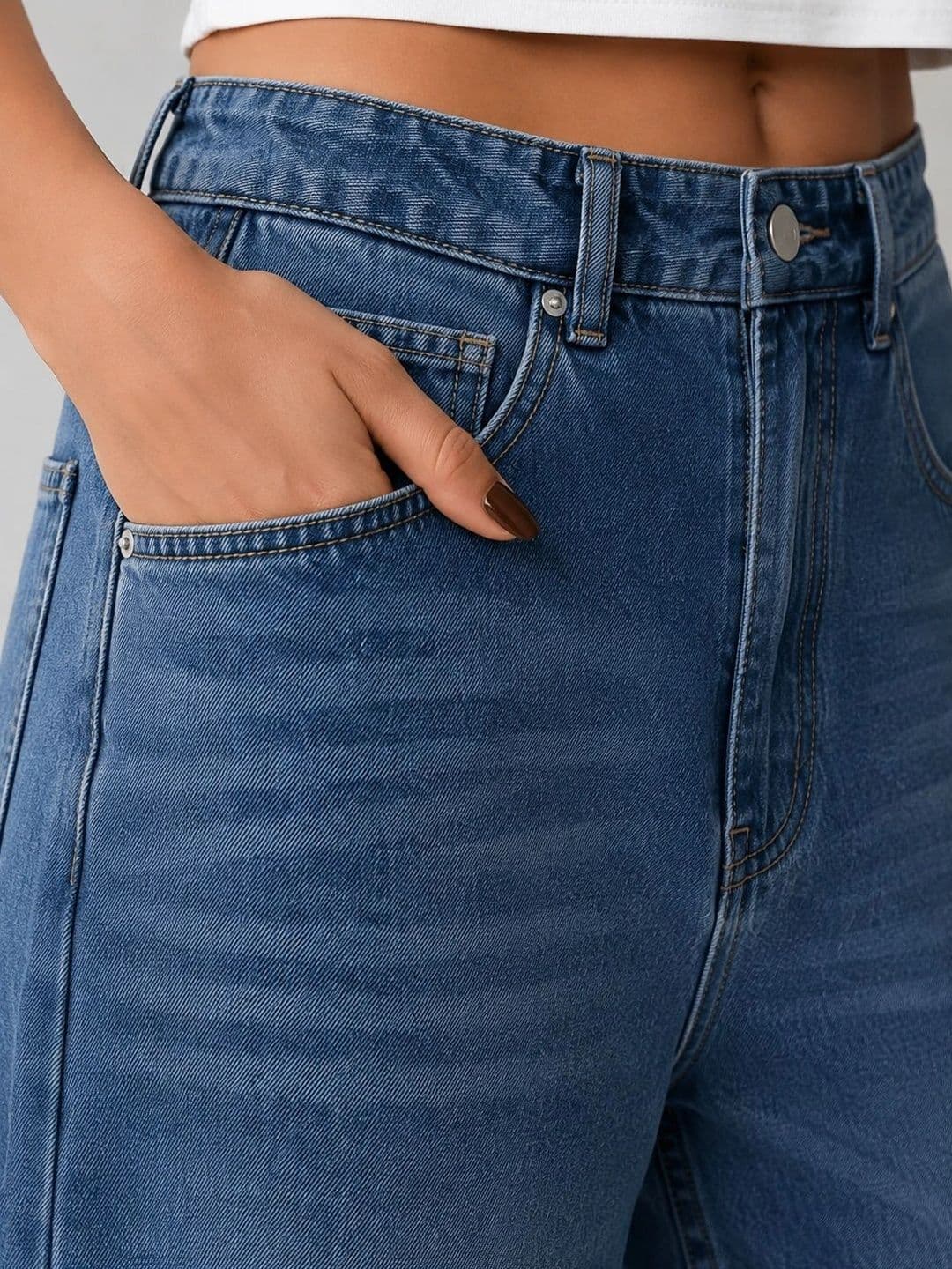 PINKLIT Women Wide Leg High-Rise Light Fade Jeans thumbnail 5