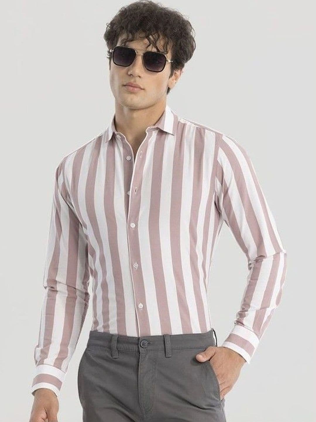 Studio-9 Men Classic Slim Fit Striped Casual Shirt thumbnail 7