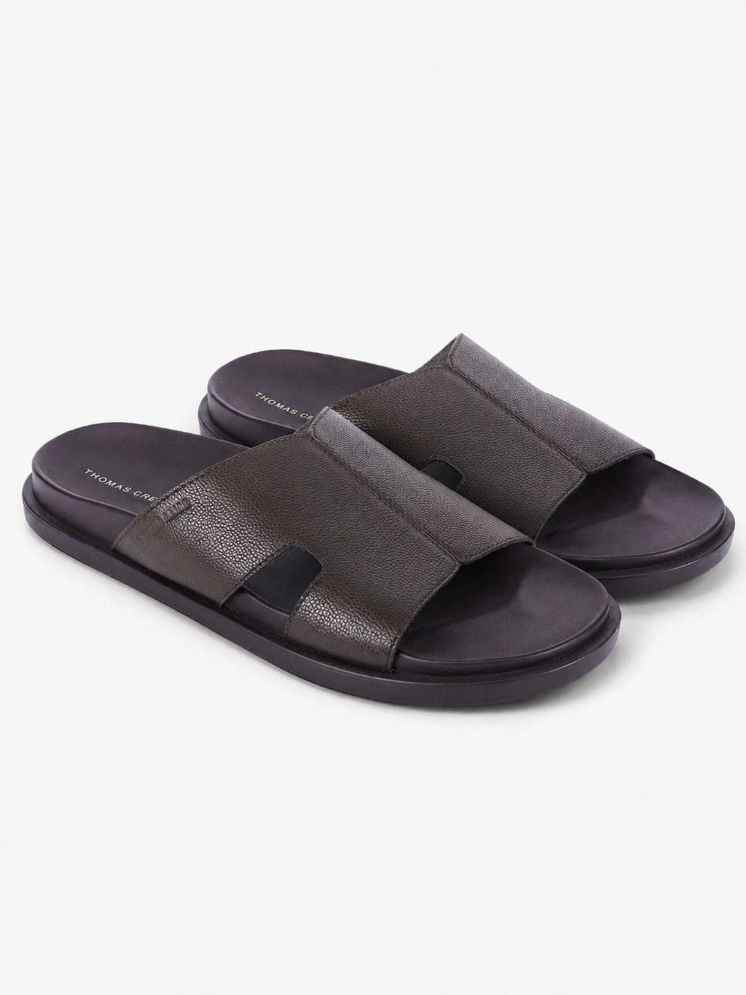 THOMAS CRICK Men Brown Leather Shoe-Style Sandals thumbnail 7