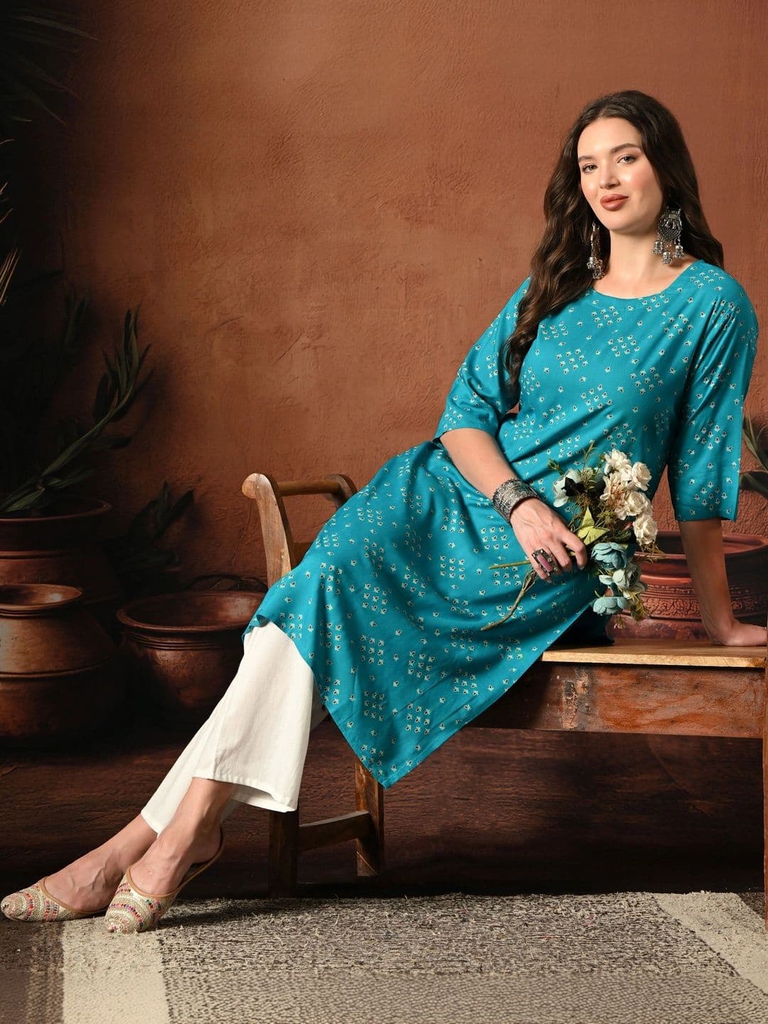 Sangria Women Ethnic Motifs Printed Kurta thumbnail 6