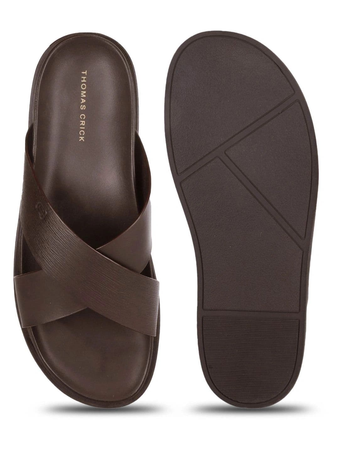 THOMAS CRICK Men Brown Leather Shoe-Style Sandals thumbnail 6