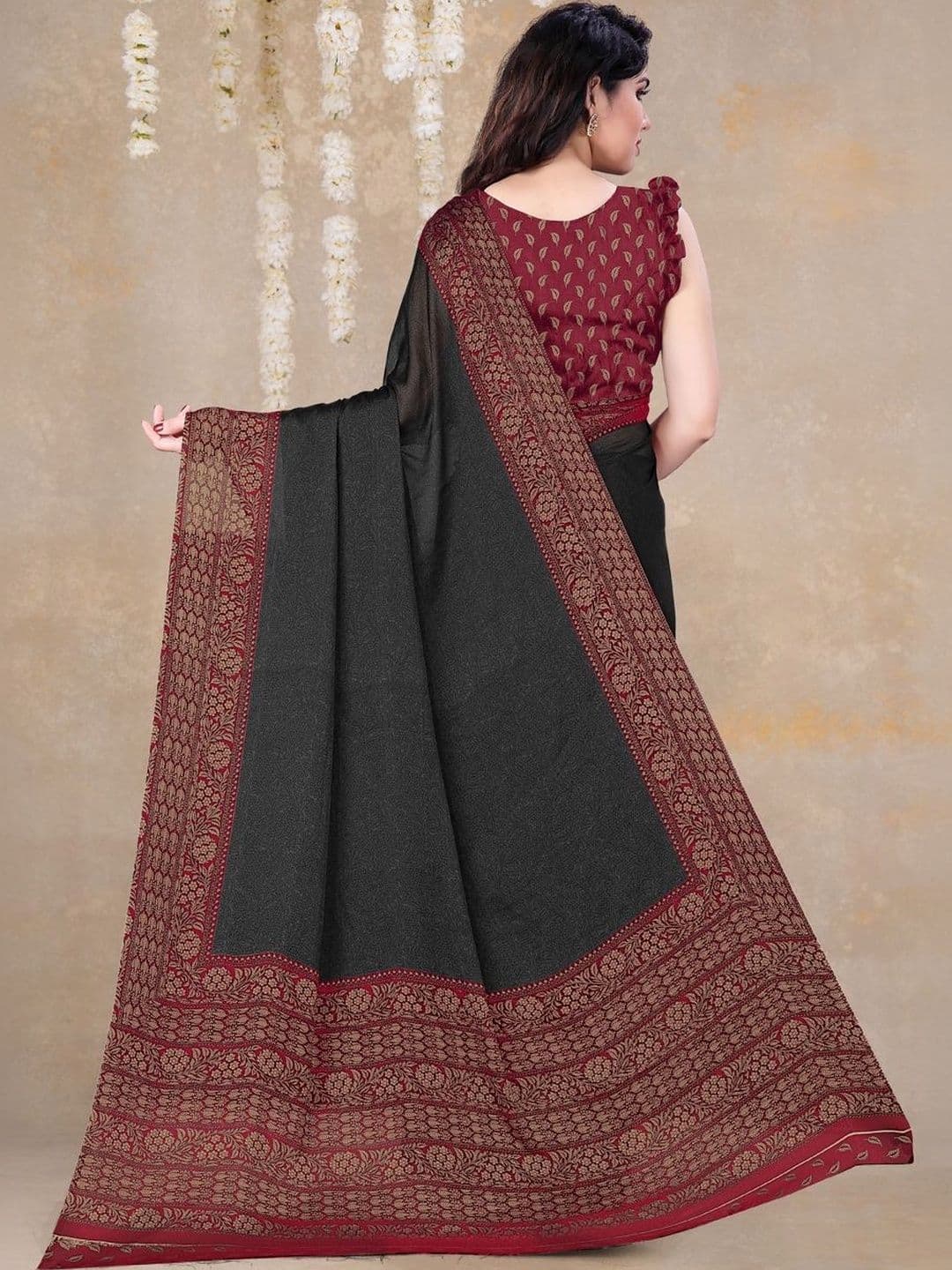 KALINI Woven Design Zari Poly Chiffon Saree thumbnail 6