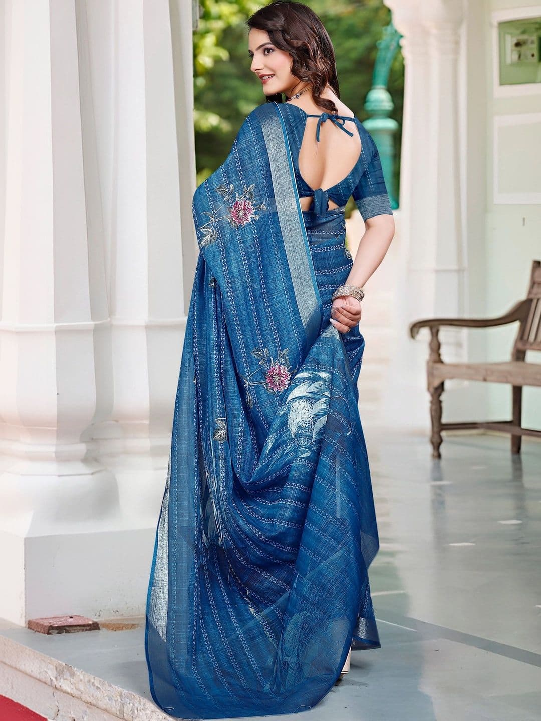 Maroosh Floral Embroidered Saree thumbnail 4