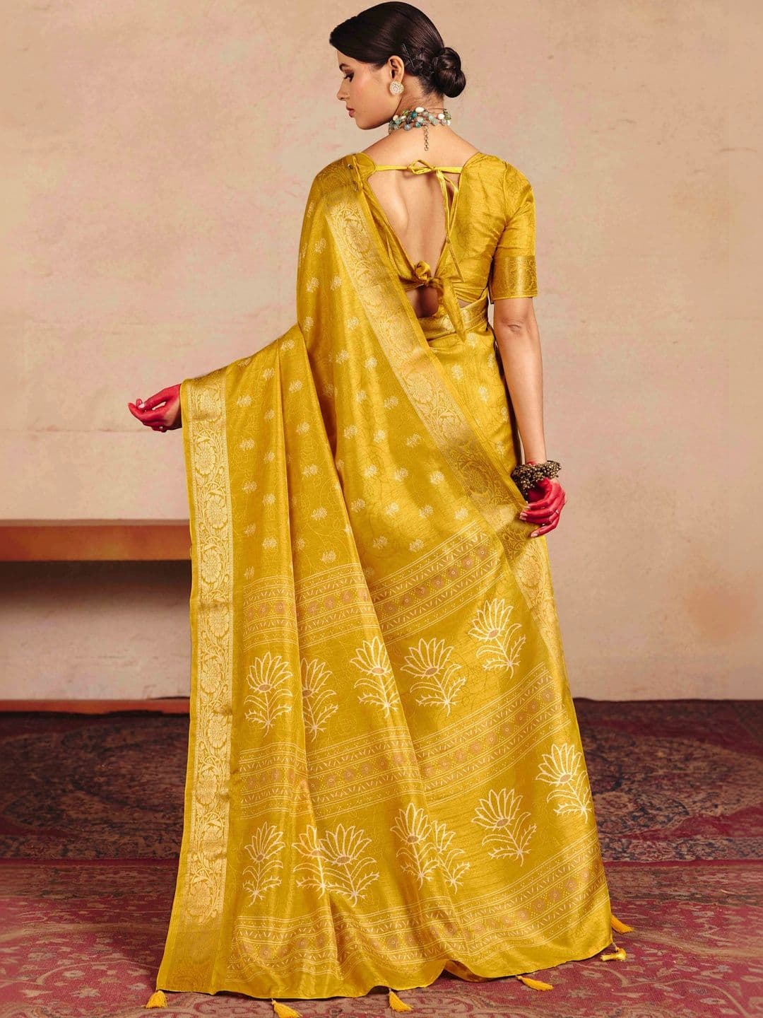 Dhaaga Ghar Ethnic Motifs Zari Silk Blend Fusion Saree thumbnail 3