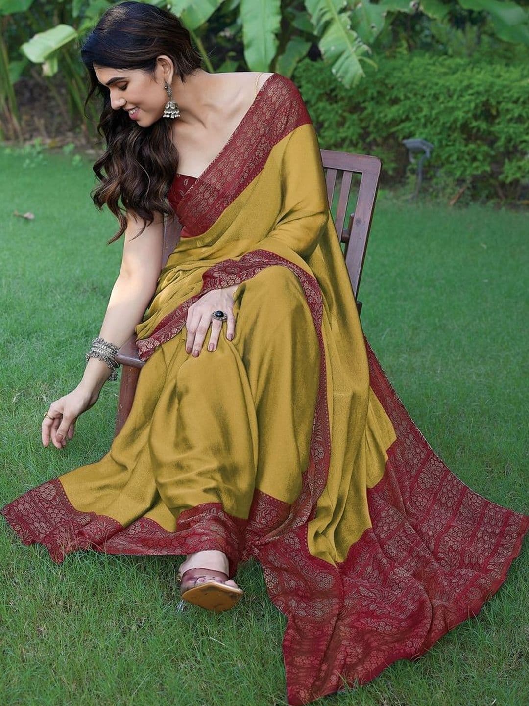 KALINI Woven Design Zari Poly Chiffon Saree - view 1