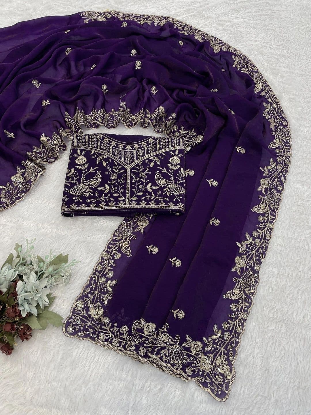 Zari and Ziba Ethnic Motifs Zari Satin Designer Saree thumbnail 5
