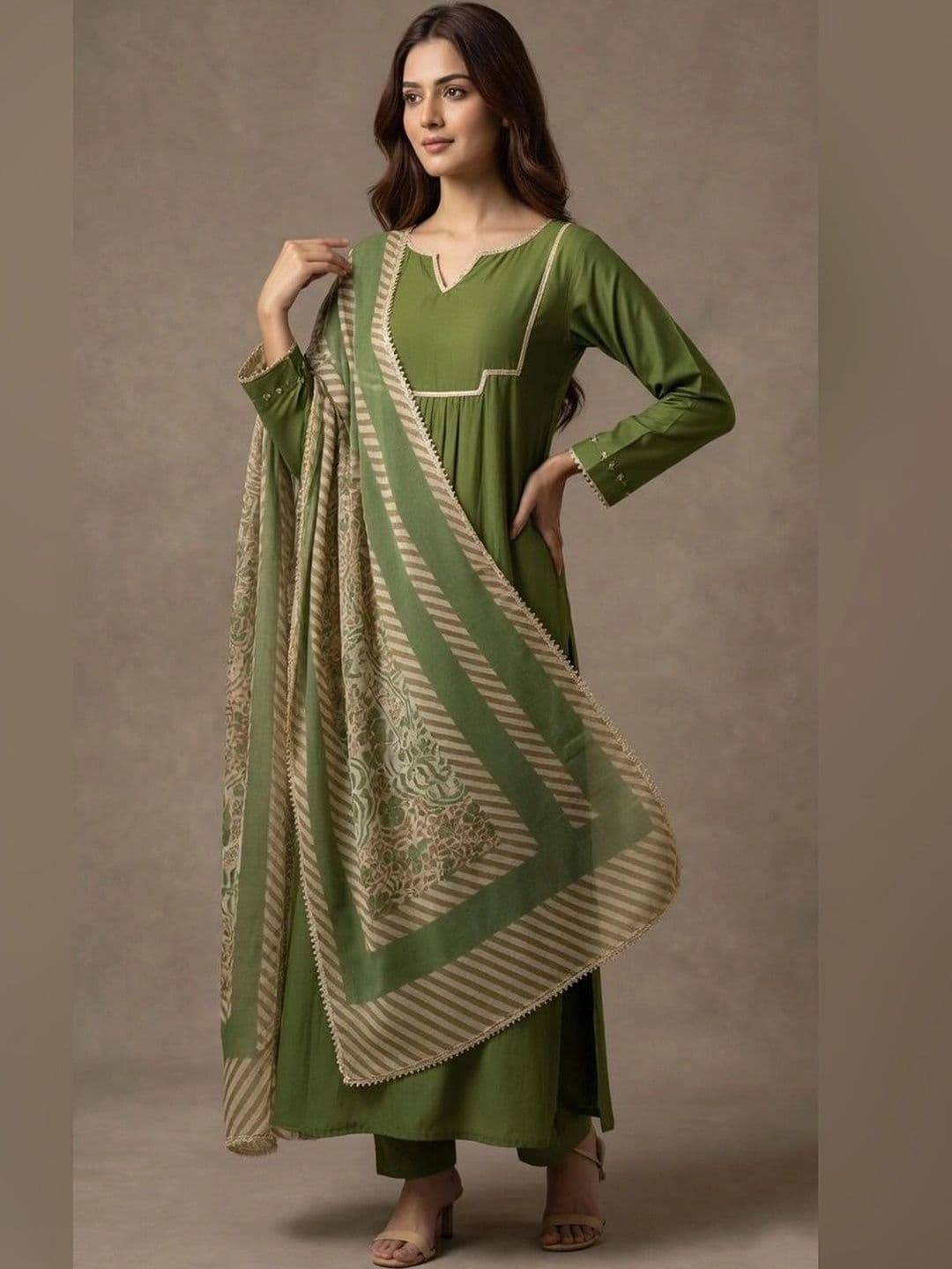 KALINI Women Ethnic Motifs Empire Kurta with Trousers & With Dupatta thumbnail 3