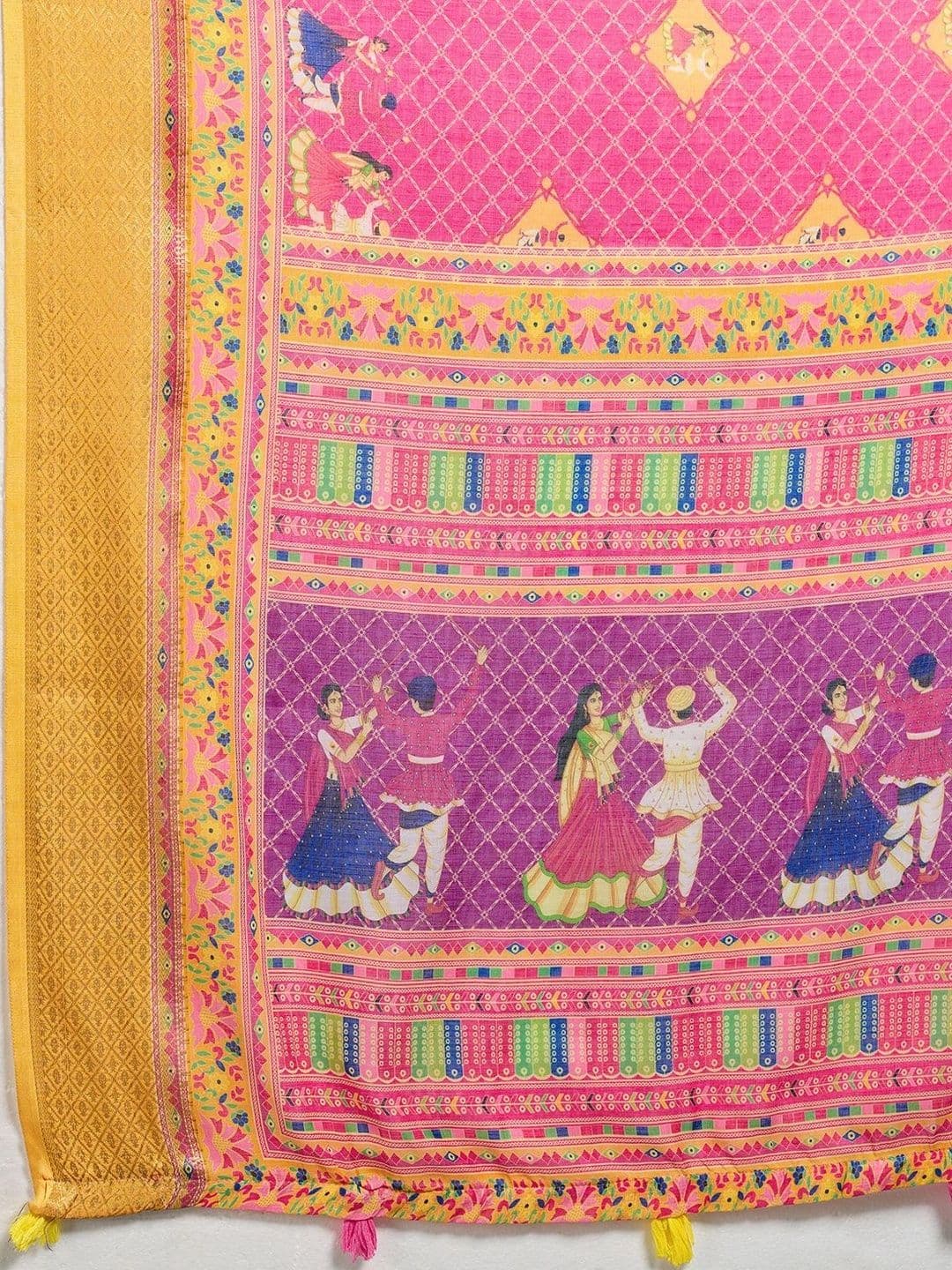DWIJA FASHION Kalamkari Zari Linen Blend Saree thumbnail 3