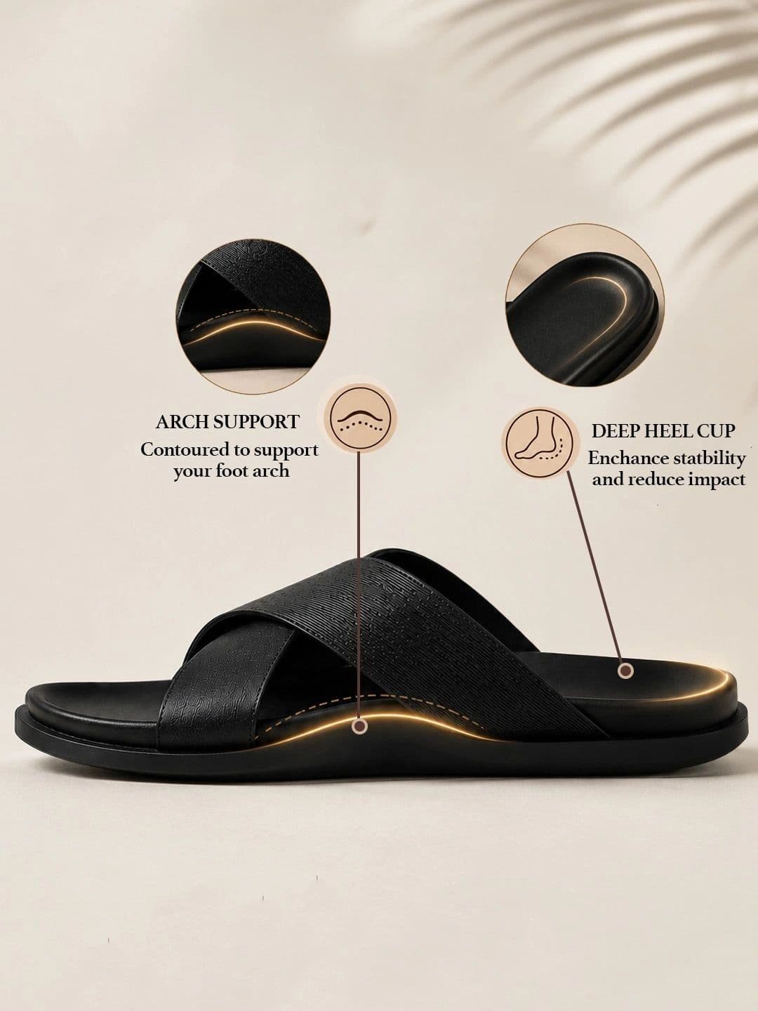 THOMAS CRICK Men Black Leather Sandals thumbnail 6