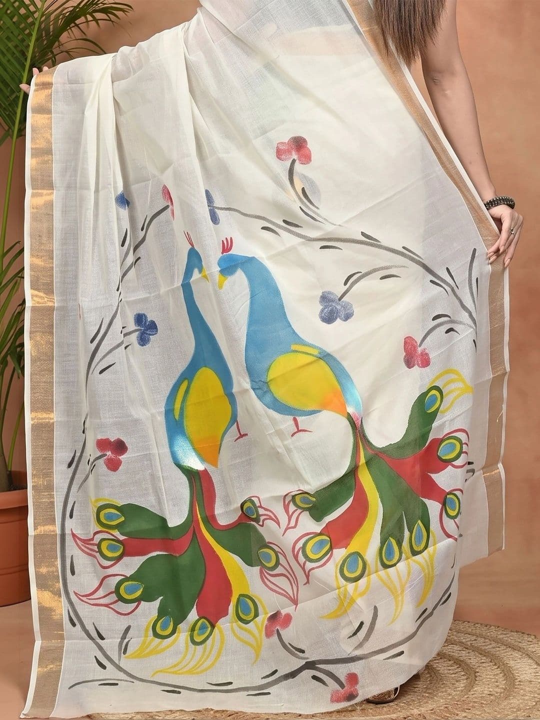 GitAsit Women  Ethnic Motifs Sequinned Pure Cotton Handloom Taant Saree thumbnail 3