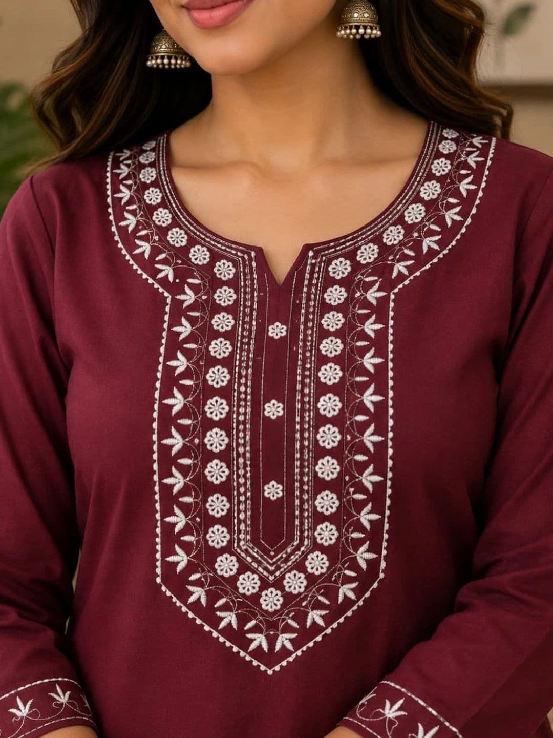 RICF ROYALS INDIA FASHION COLLECTION Women Ethnic Motifs Embroidered Regular Thread Work Kurta with Trousers thumbnail 2