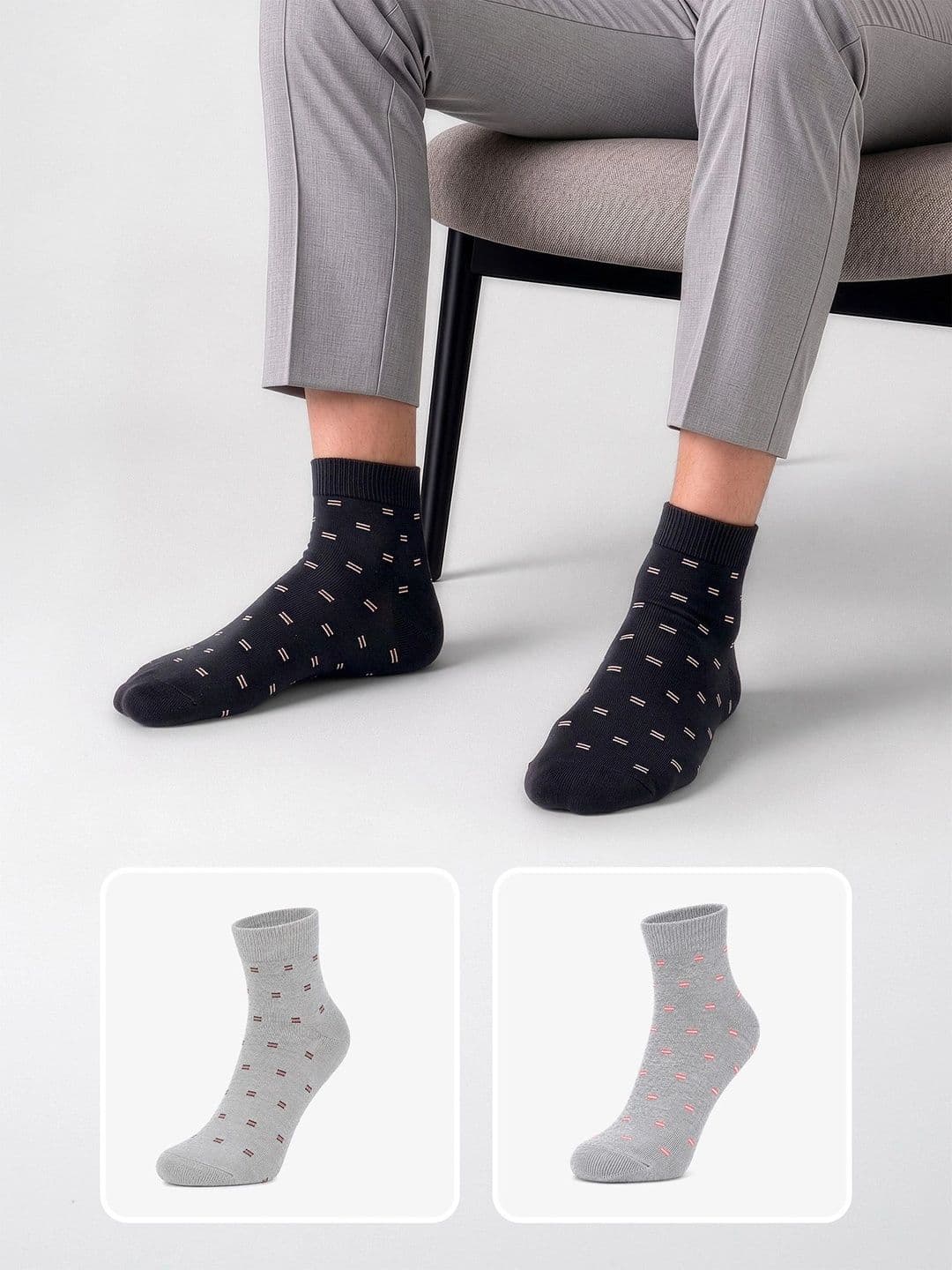 LOUIS STITCH Men Pack of 3 Cotton Assorted Patterned Ankle Length Socks thumbnail 3