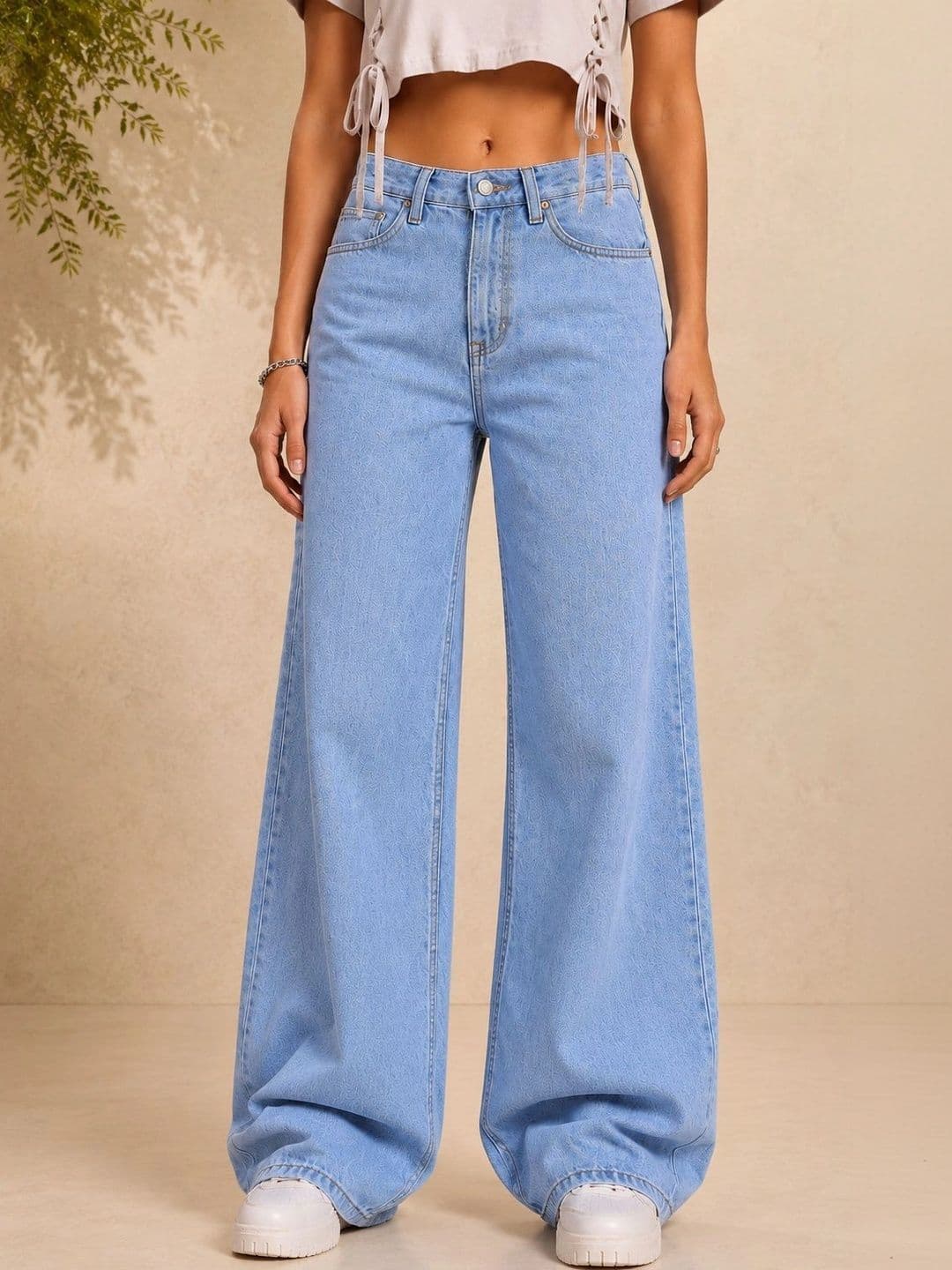 DressBerry Women Comfort Wide Leg High-Rise Light Fade Stretchable Jeans - view 1