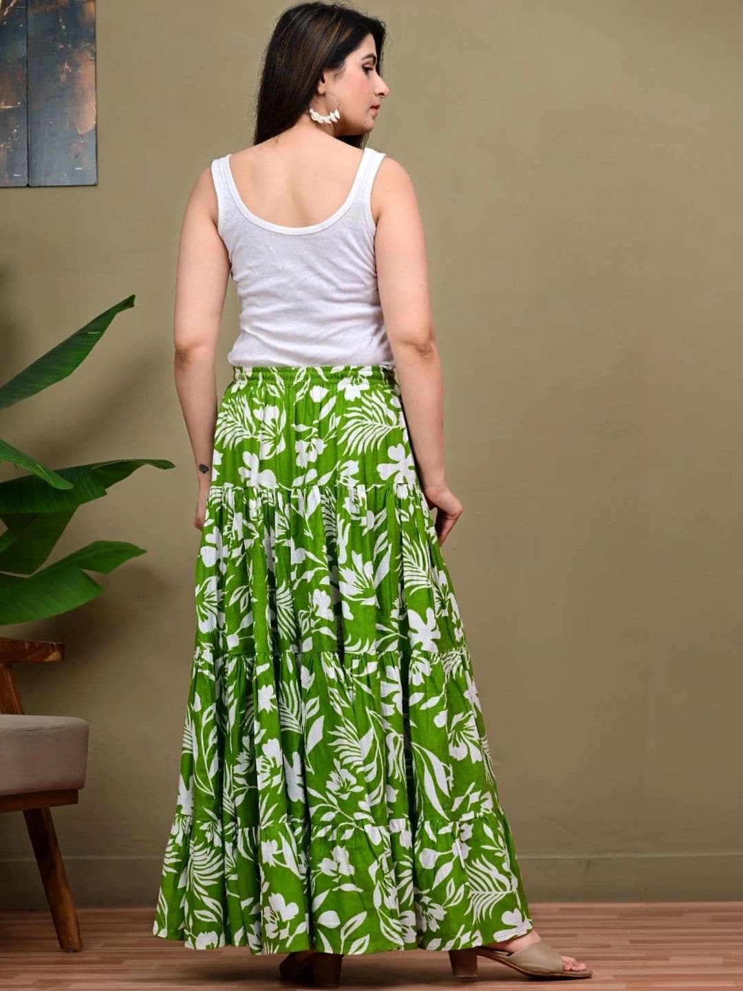 KELWA Women Floral Tropical Maxi Flared Skirt thumbnail 5