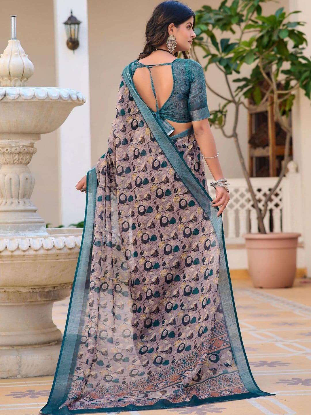 MANVAA Floral Saree thumbnail 5