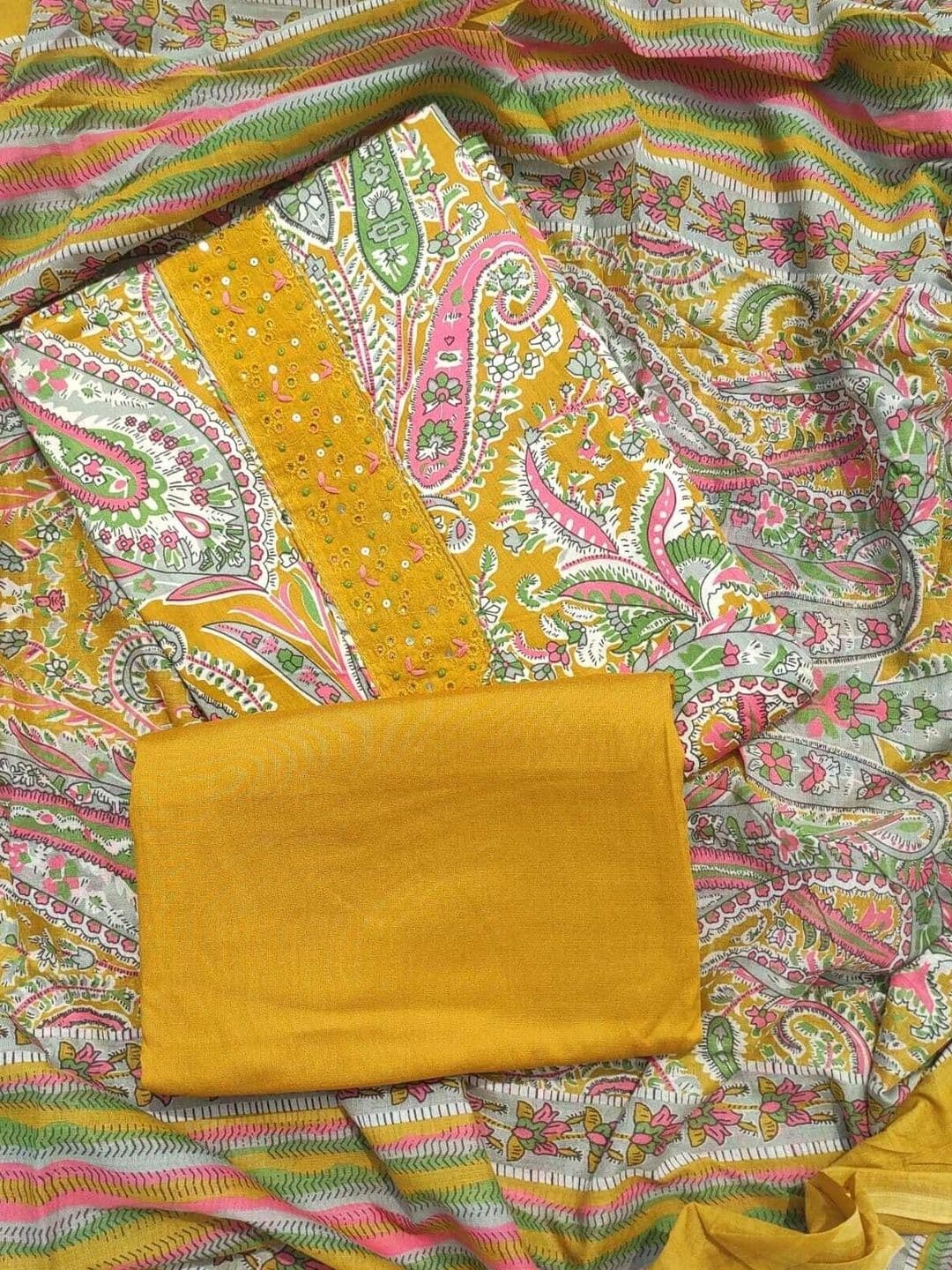 FAB JUNCTION Printed Viscose Rayon Unstitched Dress Material thumbnail 3