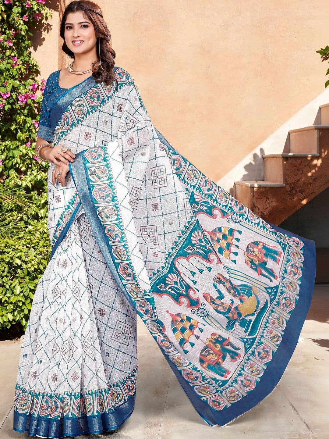 MANVAA Women Floral Saree thumbnail 4
