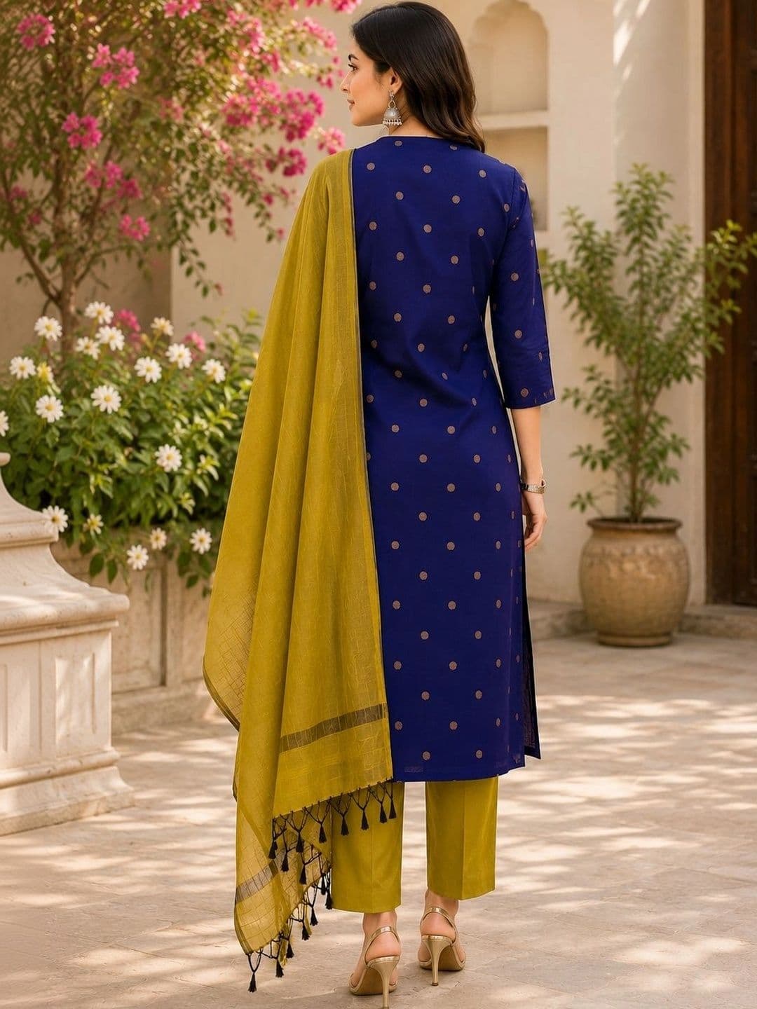 Rahigomar Women Ethnic Motifs Printed Regular Kurta with Trousers & With Dupatta thumbnail 2