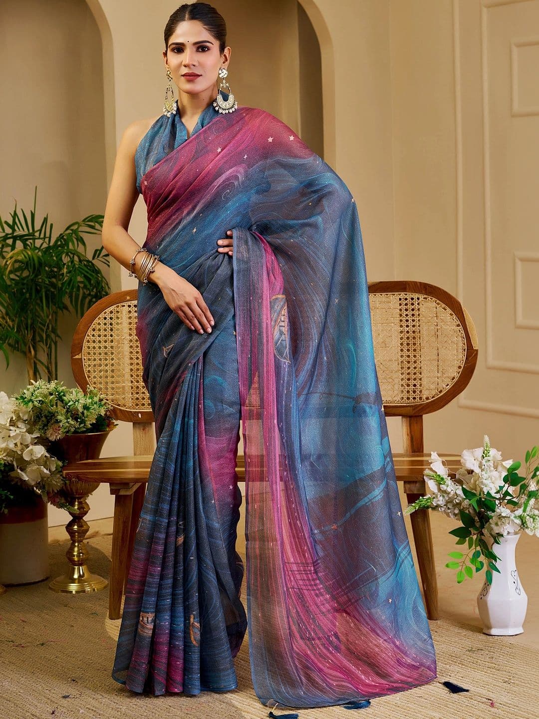 MANVAA Ombre Silk Cotton Handloom Saree - view 1