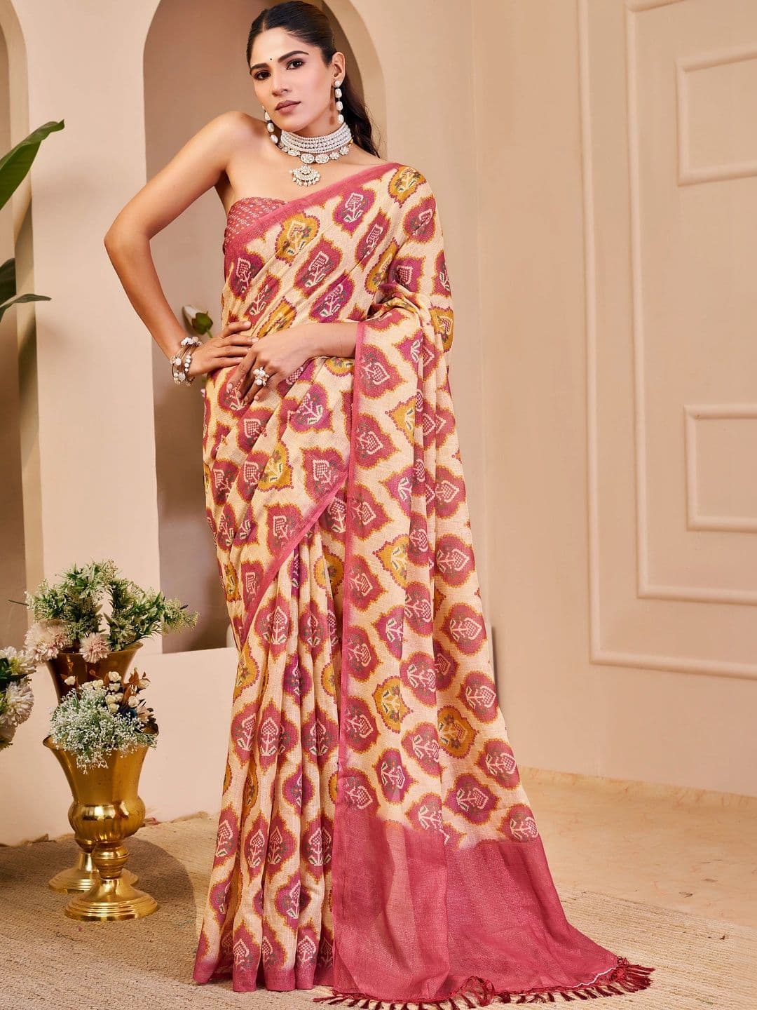 HERE&NOW Kalamkari Silk Cotton Handloom Saree thumbnail 6