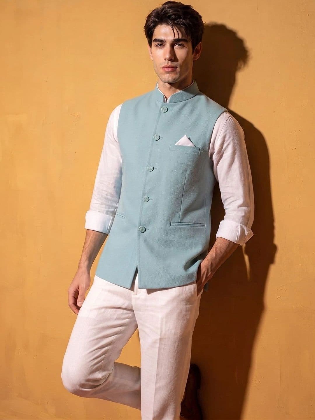 DRIP CHOWK Woven Nehru Jackets thumbnail 4