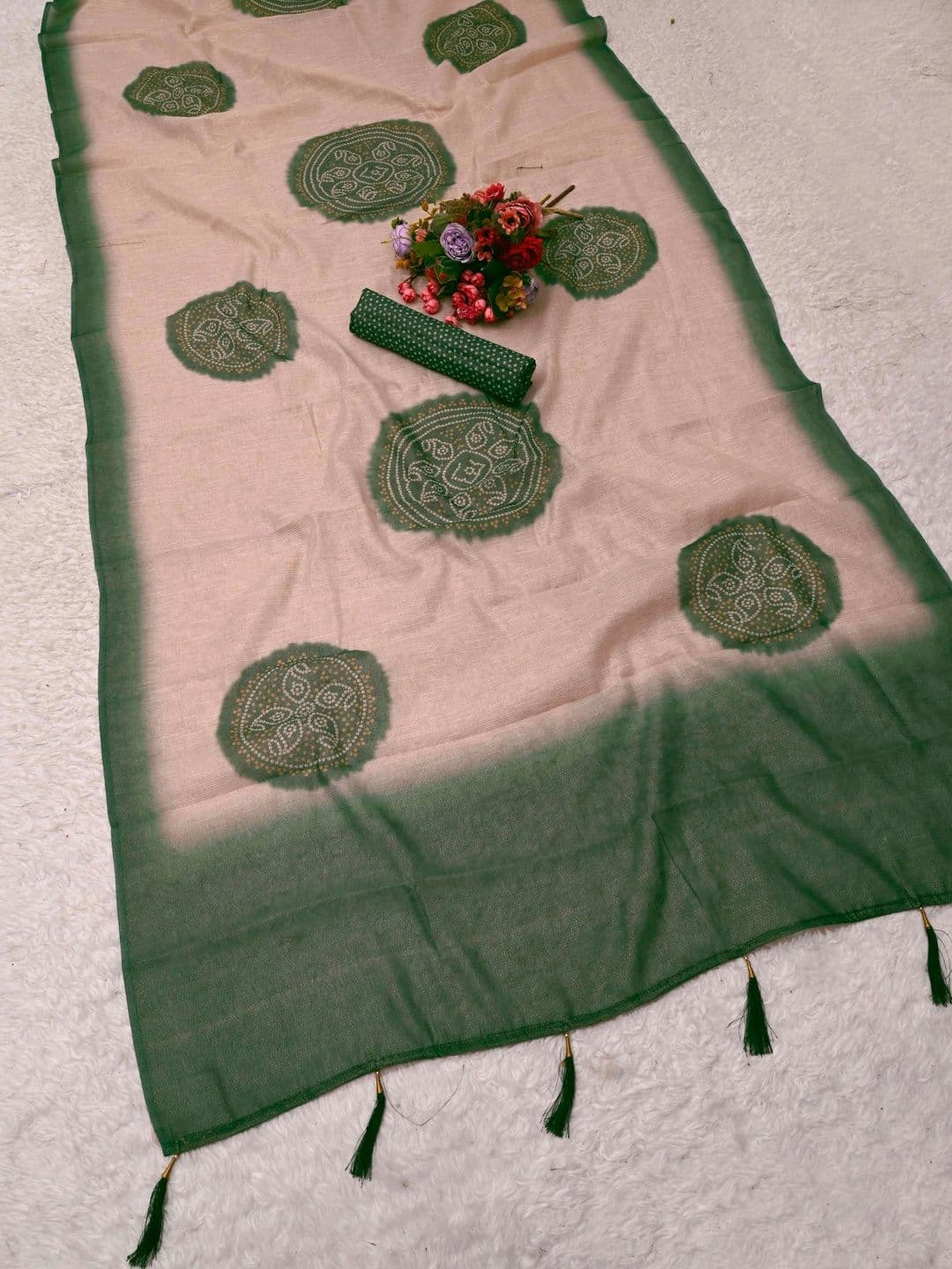 MANVAA Bandhani Silk Cotton Handloom Saree thumbnail 5