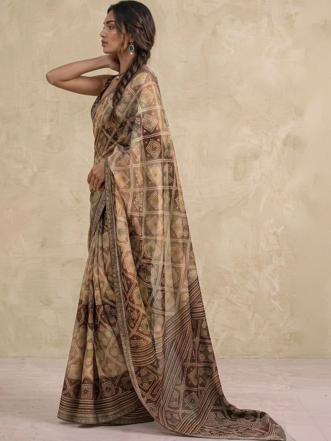 SAARA Ethnic Motifs Pure Georgette Saree thumbnail 4