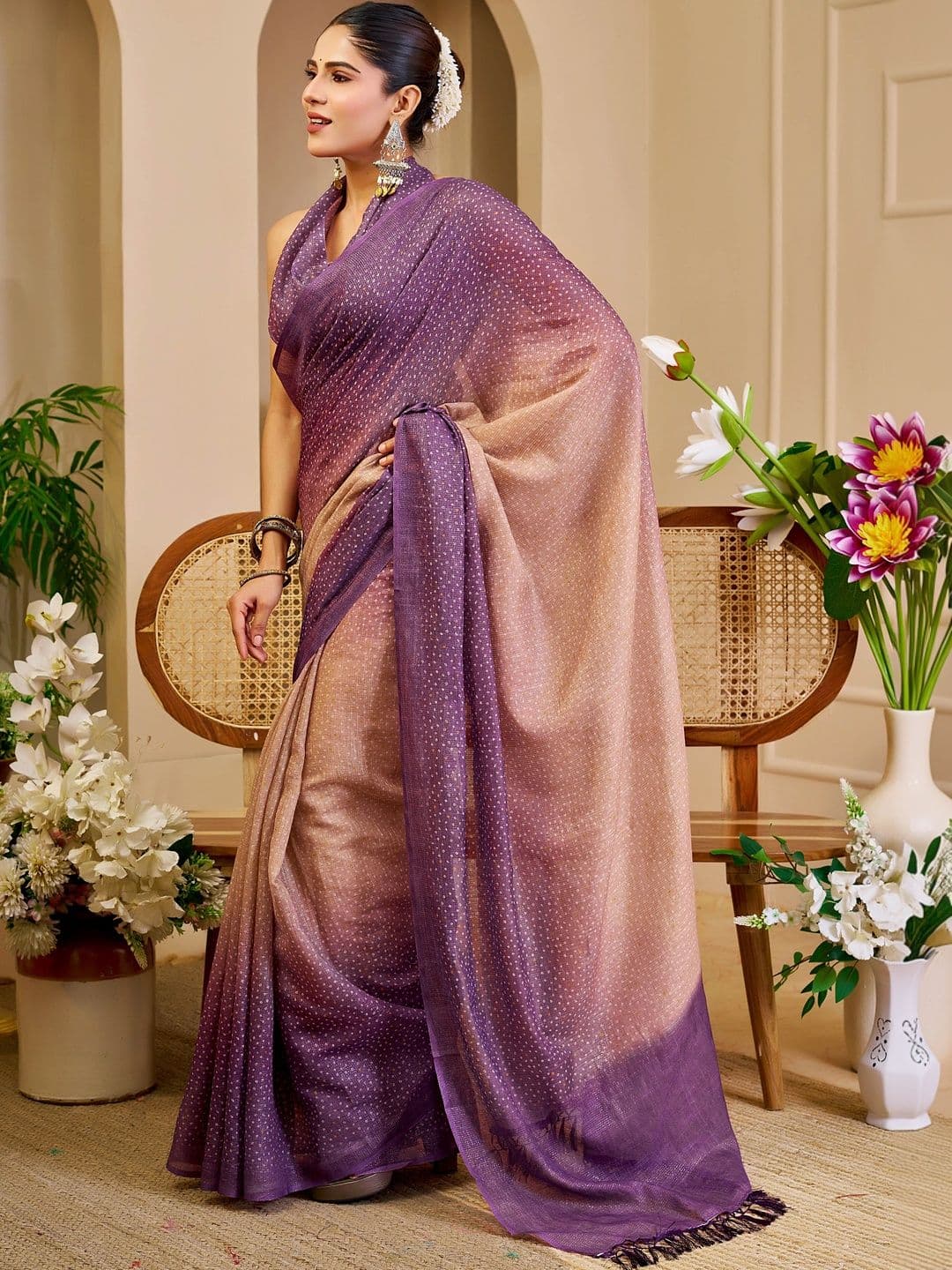 Maroosh Ombre Silk Cotton Handloom Saree thumbnail 3