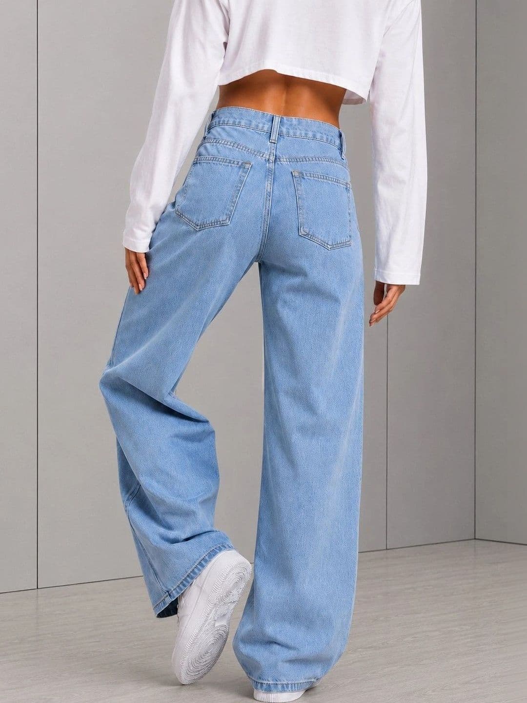 DressBerry Women Comfort Wide Leg High-Rise Light Fade Stretchable Jeans thumbnail 5