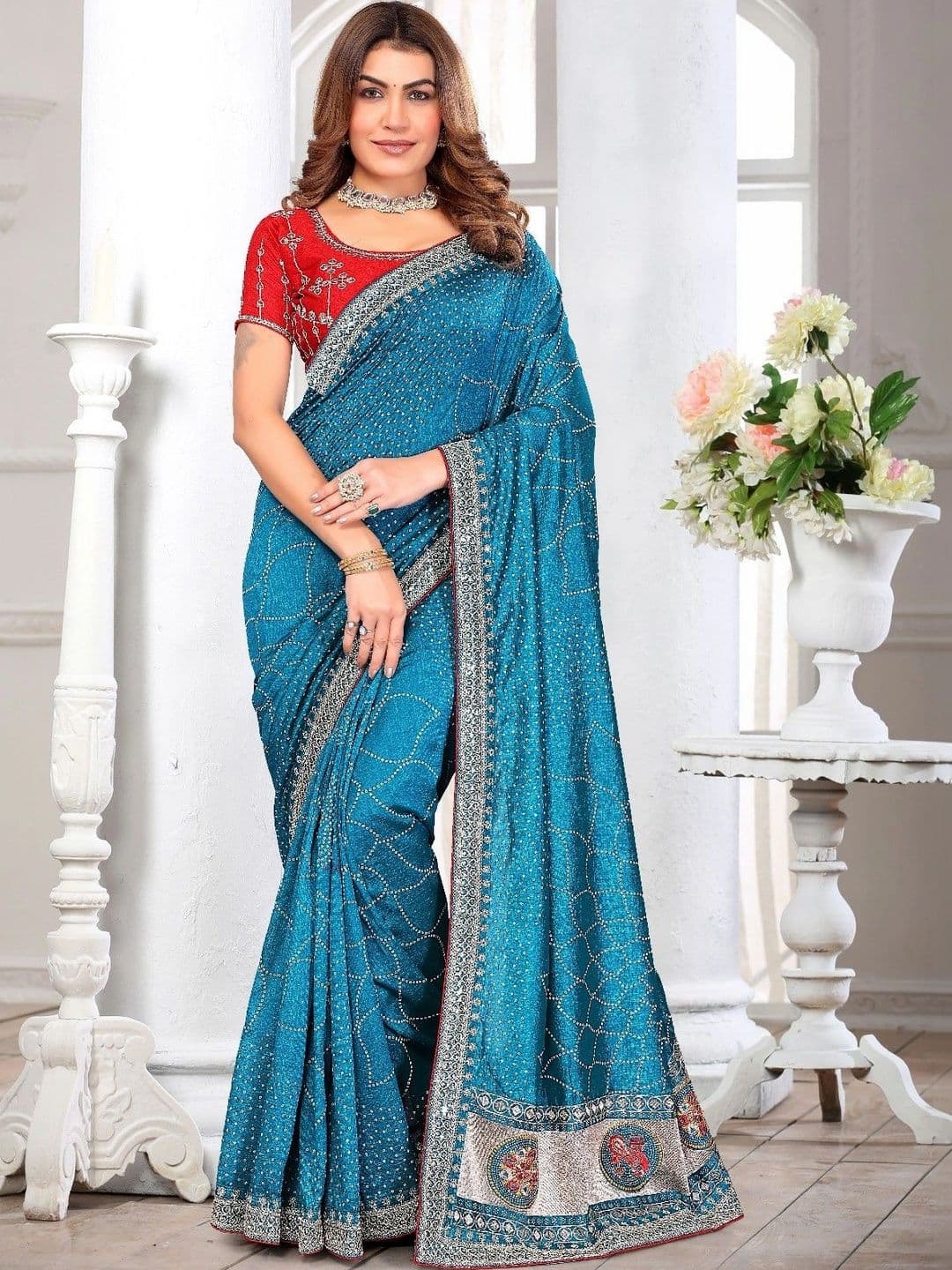 SmileyFashion Embellished Zari Art Silk Designer Saree - view 1