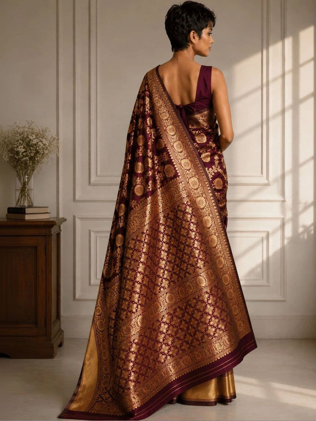 House of Pataudi Woven Design Zari Silk Blend Banarasi Saree thumbnail 2