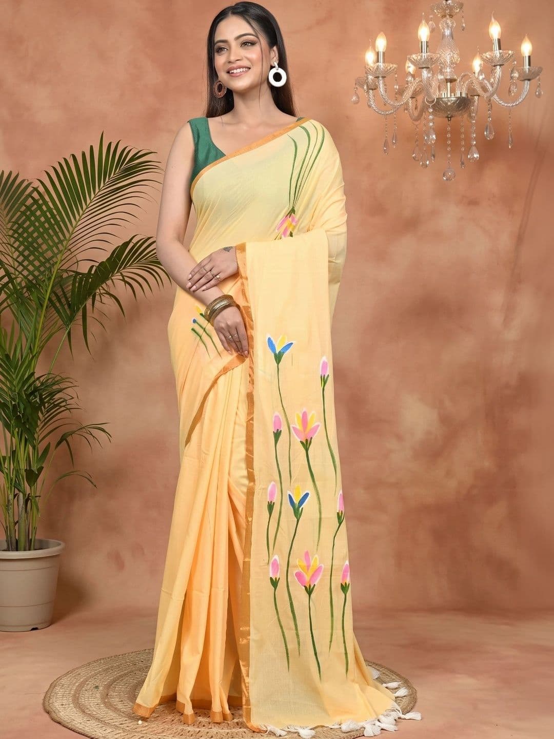 GitAsit Women Ethnic Motifs Sequinned Pure Cotton Handloom Taant Saree - view 1