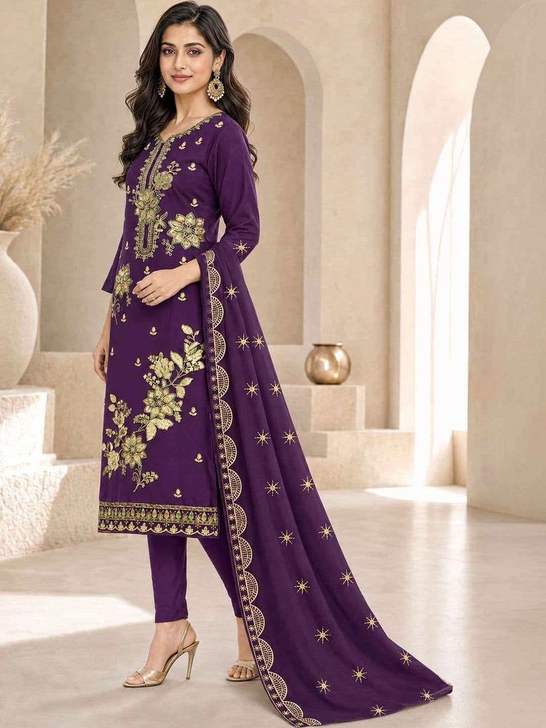 BHAIRAV TEX Embroidered Unstitched Dress Material thumbnail 3