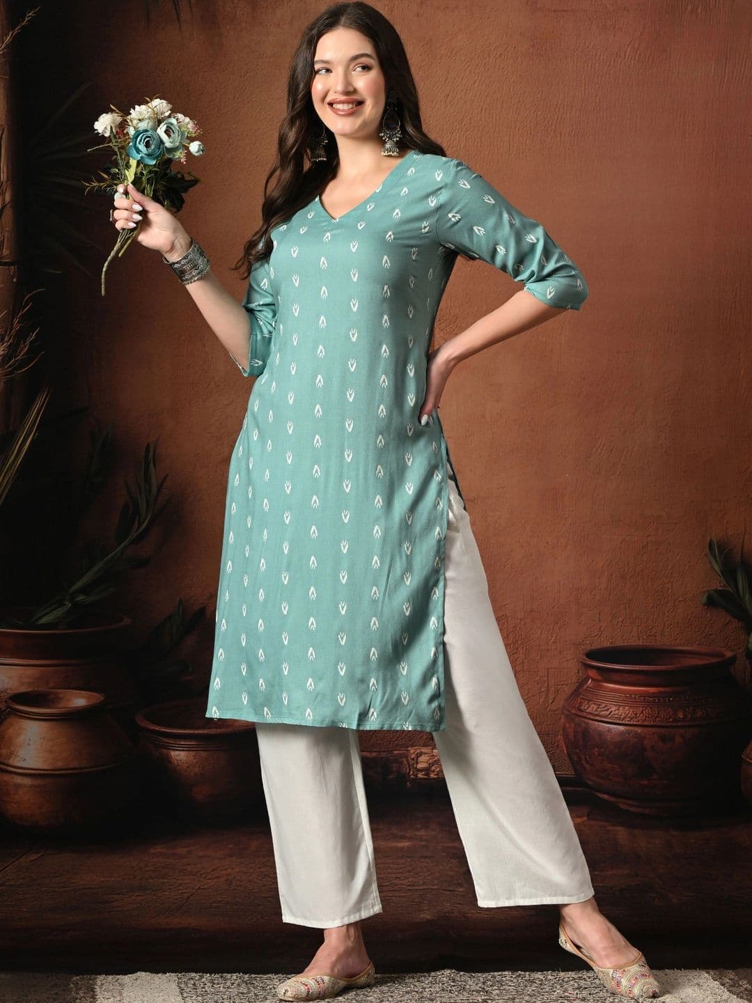 Sangria Women Ethnic Motifs Printed Kurta thumbnail 3