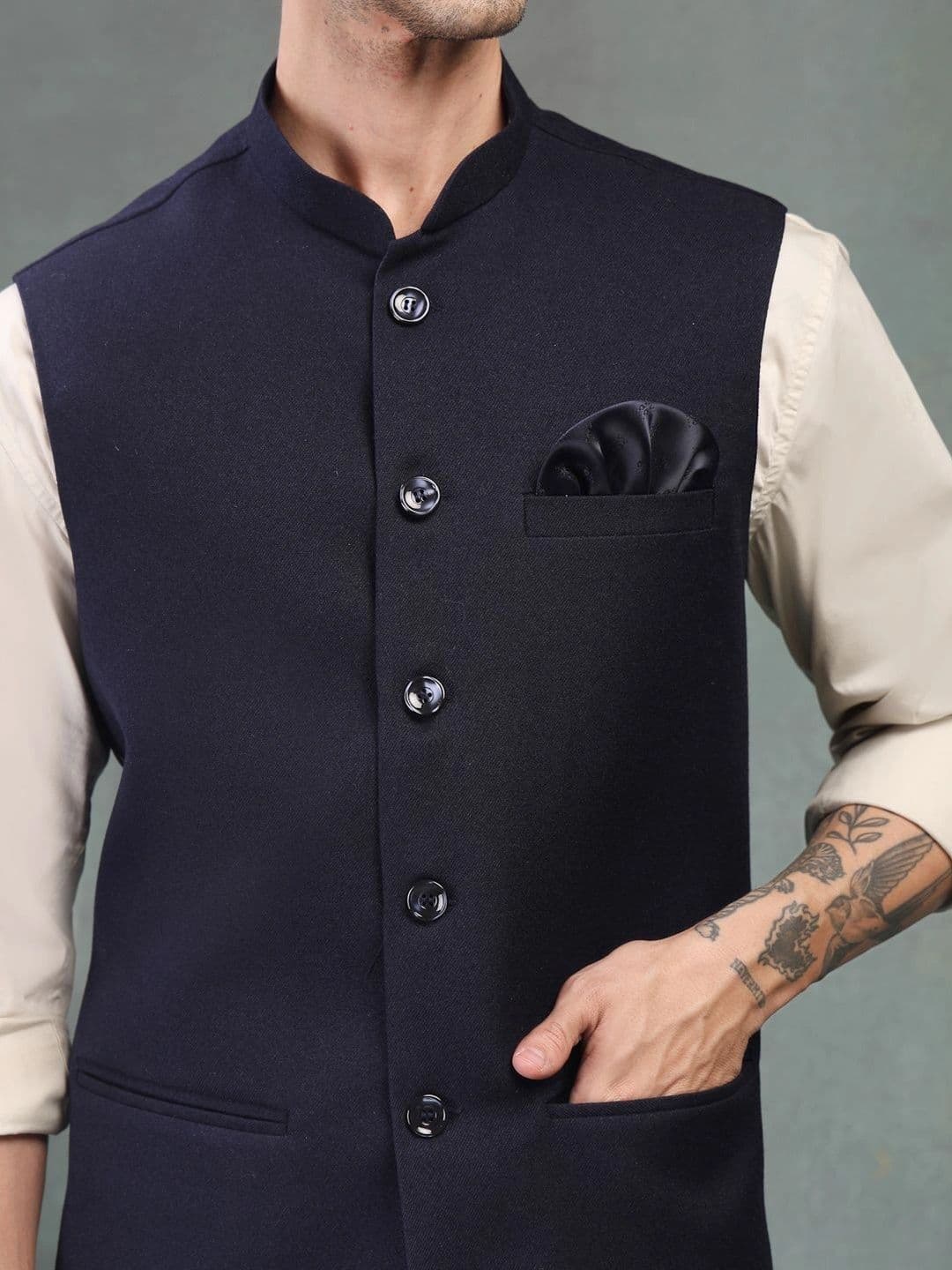 Badoliya & Sons Pure Wool Woven Nehru Jackets thumbnail 7