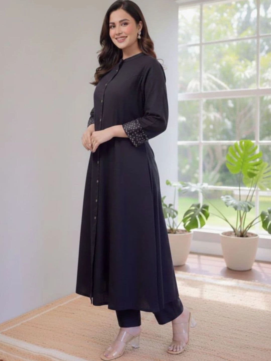 KALINI Women Regular Kurta with Trousers thumbnail 2
