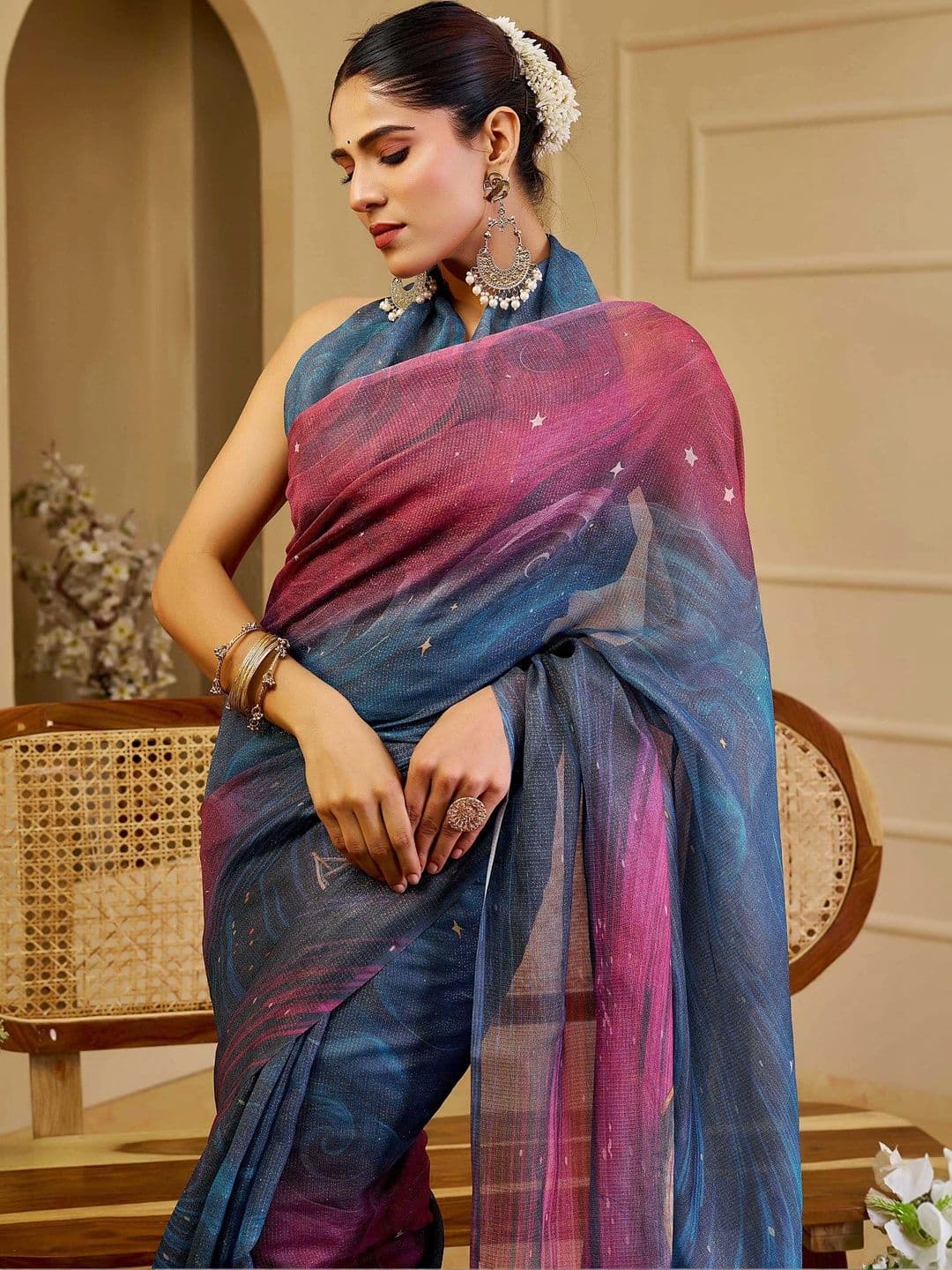 Maroosh Ombre Silk Cotton Handloom Saree thumbnail 5