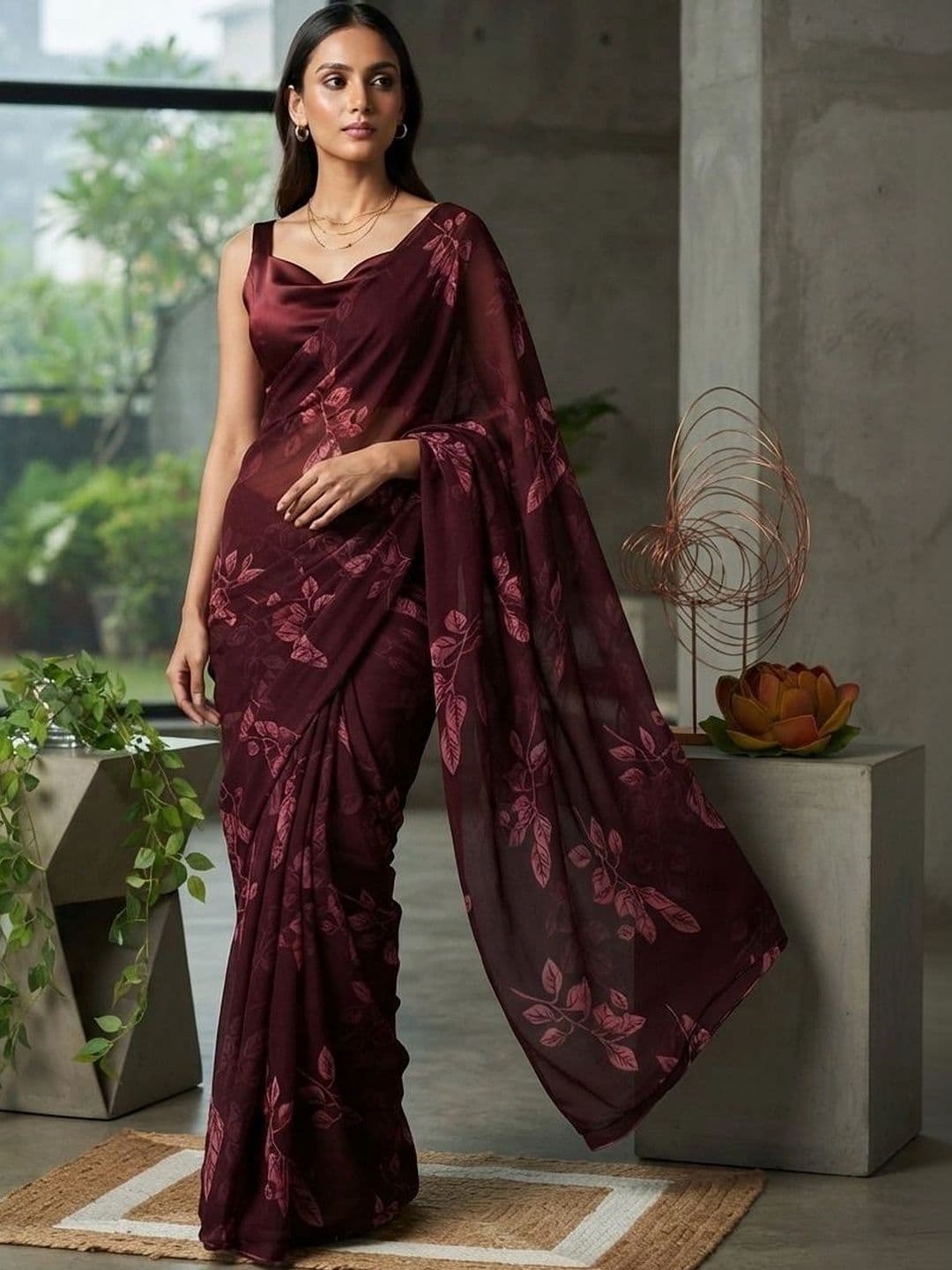 RegalDrapes Women Floral Poly Georgette Saree - view 1