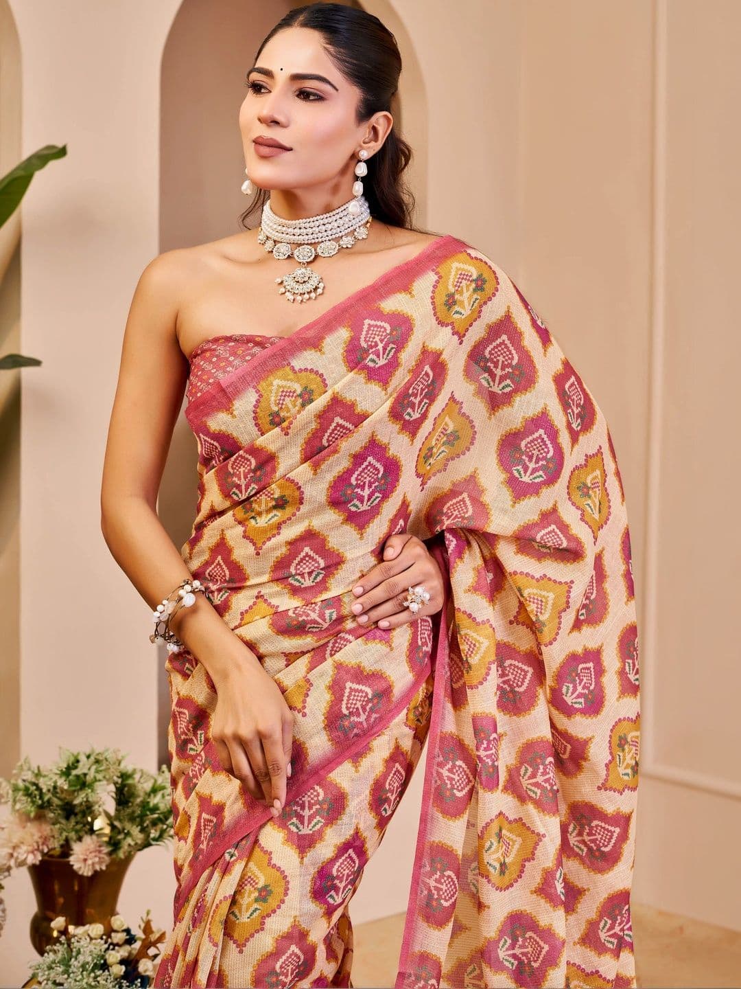 HERE&NOW Kalamkari Silk Cotton Handloom Saree thumbnail 5