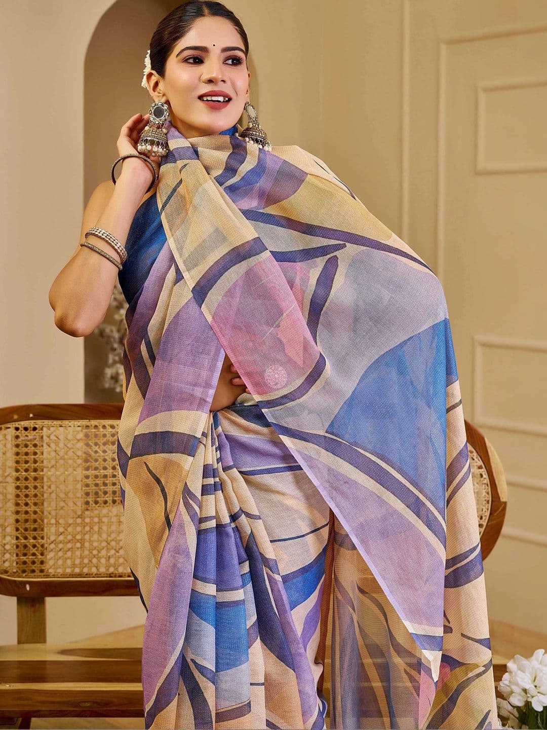 HERE&NOW Women Silk Cotton Handloom Saree thumbnail 3