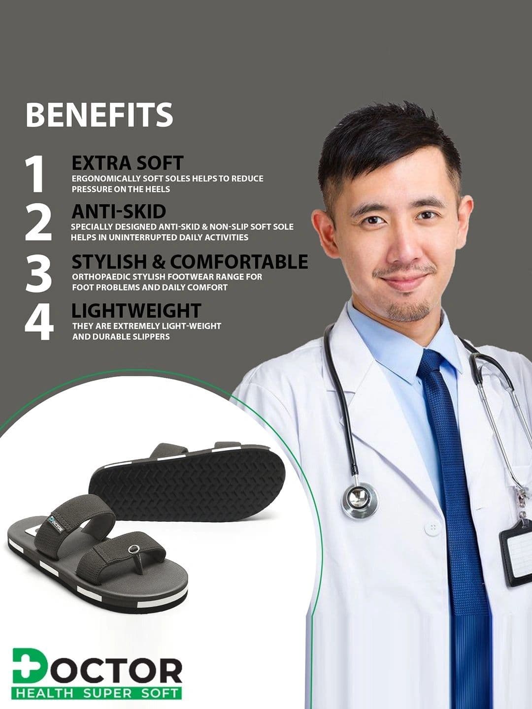 DOCTOR HEALTH SUPER SOFT  Men Slip-On Comfort Sandals thumbnail 2