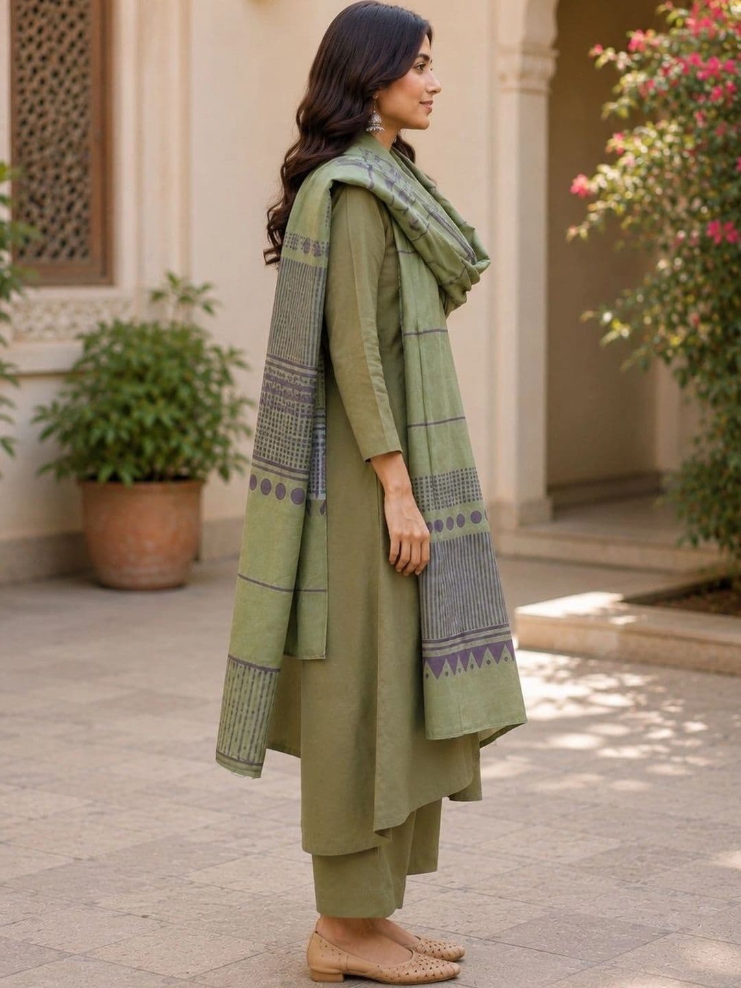 Rahigomar Women Ethnic Motifs Regular Kurta with Trousers & With Dupatta thumbnail 4