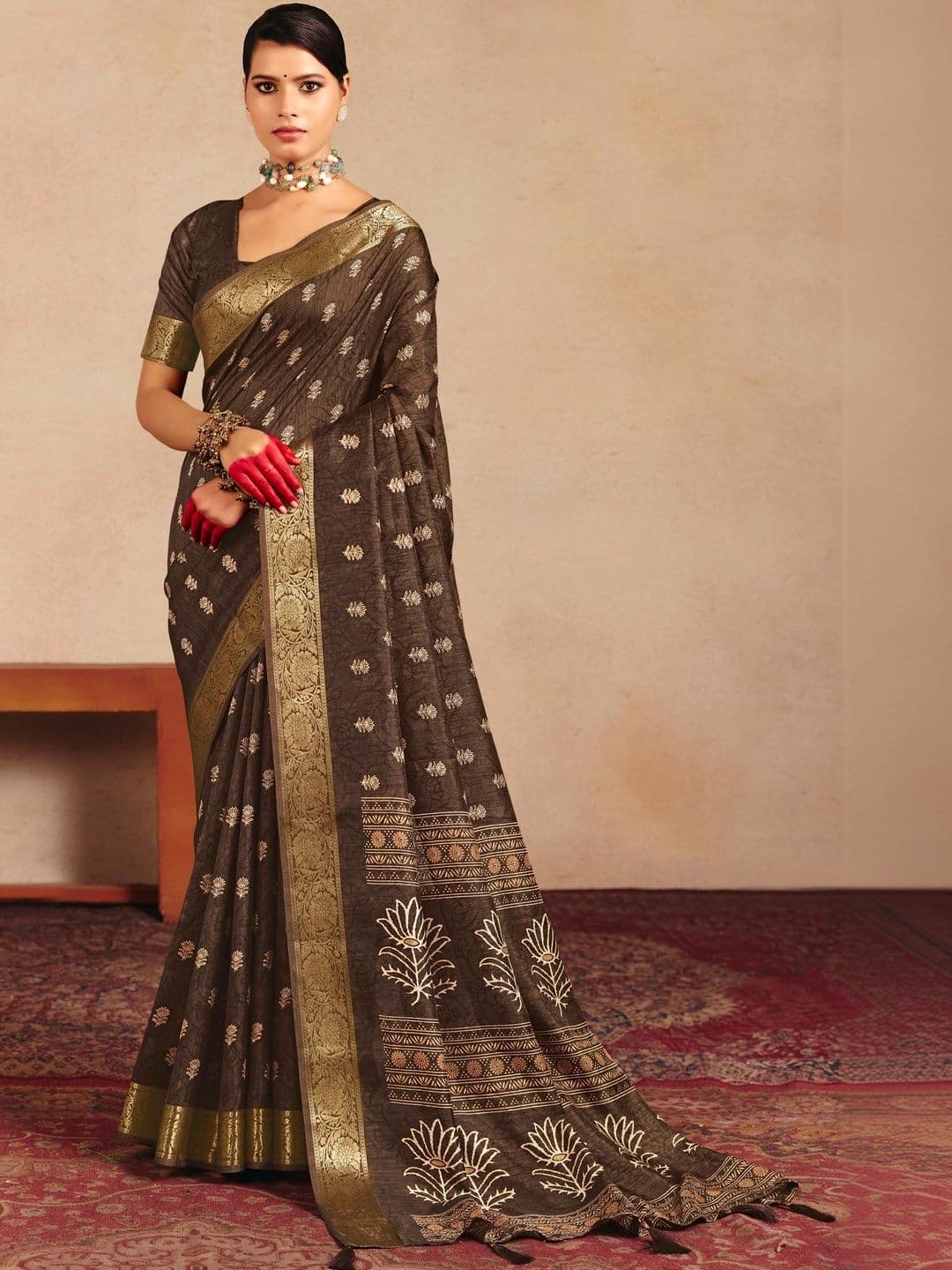 TIRA Woven Design Zari Silk Blend Fusion Saree - view 1