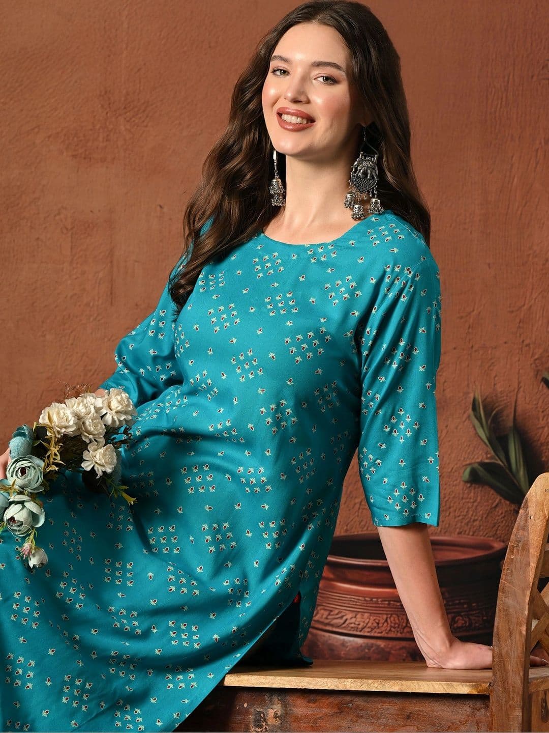 Sangria Women Ethnic Motifs Printed Kurta thumbnail 4