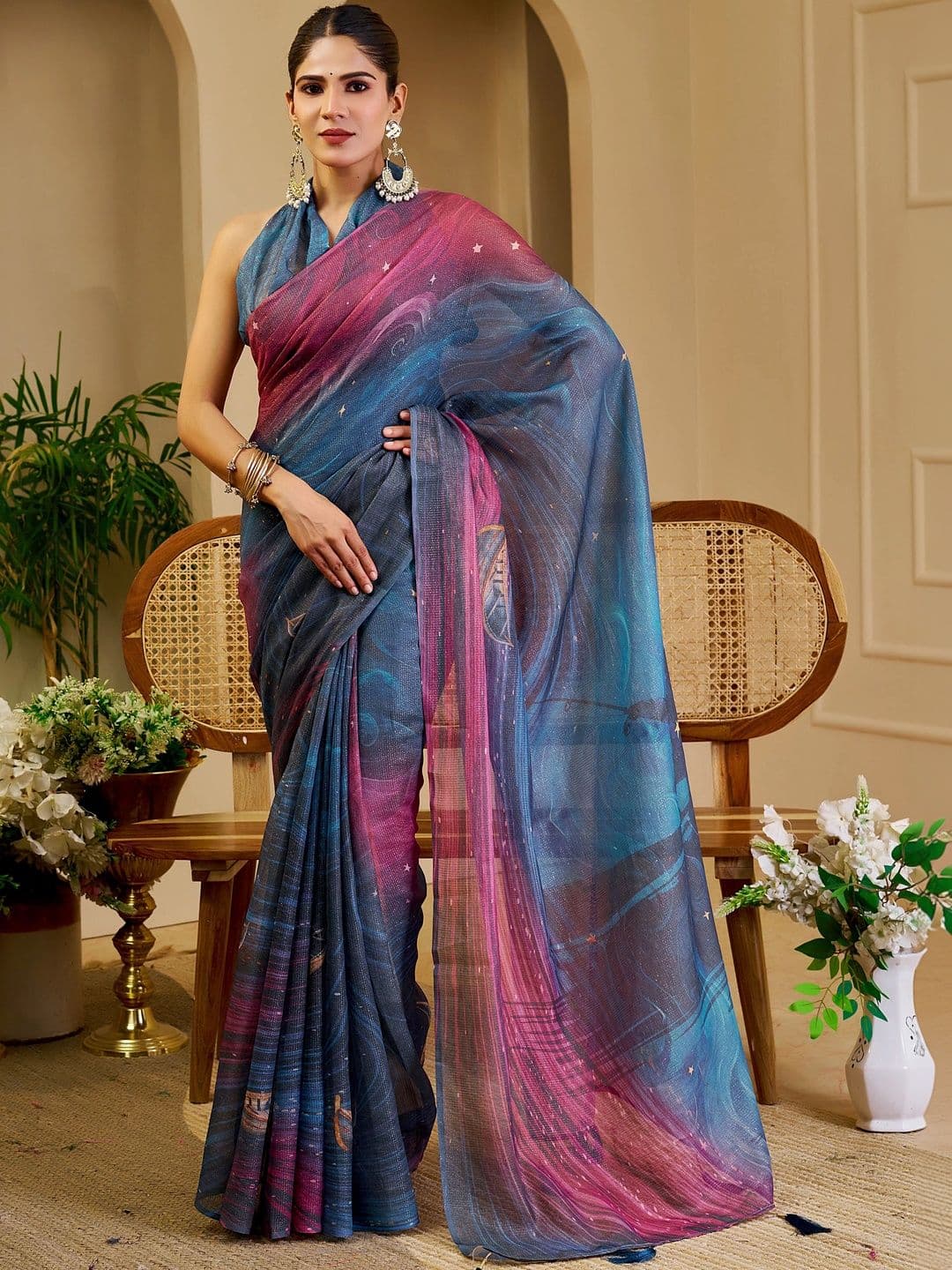Maroosh Ombre Silk Cotton Handloom Saree - view 1