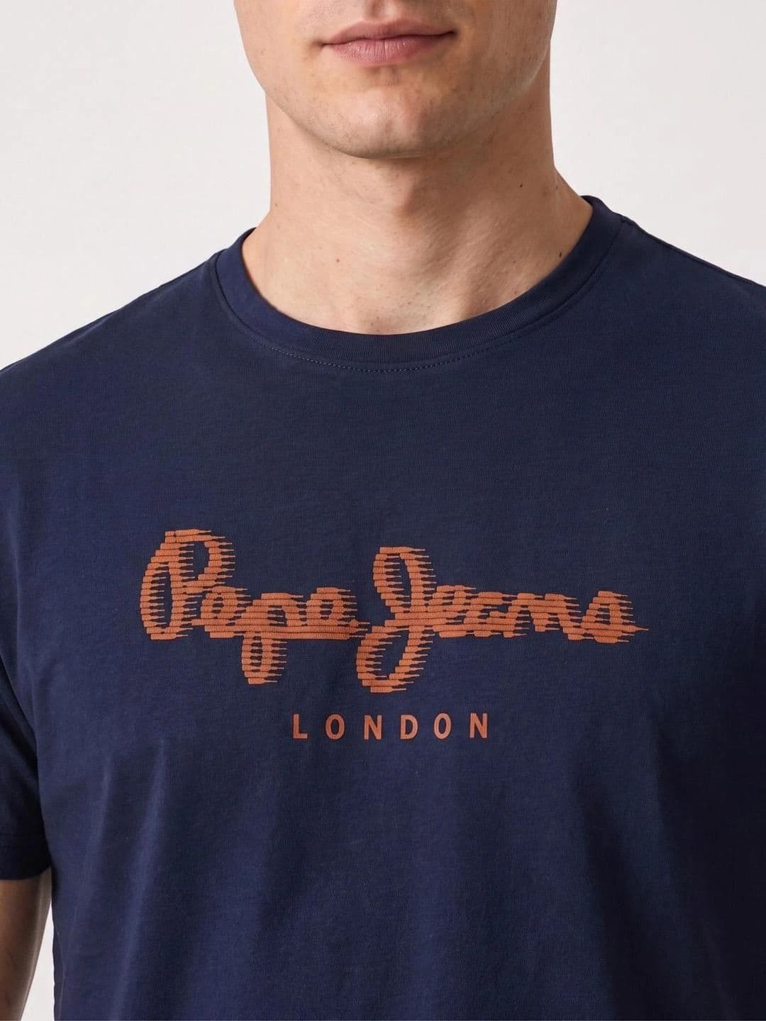 Pepe Jeans Men Brand Logo Printed Pure Cotton Slim Fit T-shirt thumbnail 2