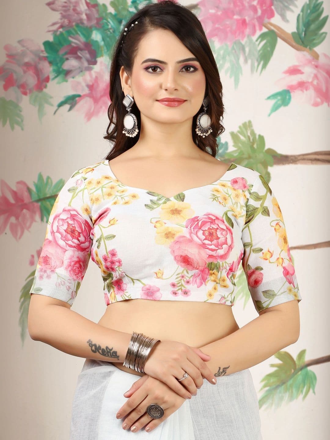 MANVAA Floral Saree thumbnail 4