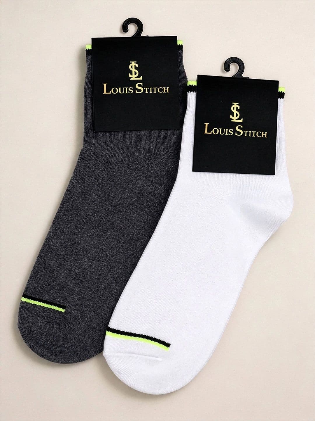 LOUIS STITCH Men Pack of 2 Cotton Assorted Colourblocked Above Ankle Socks thumbnail 6